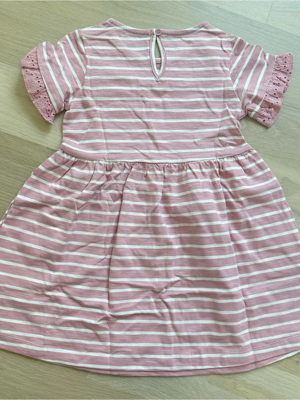 NWOT Mini Boden Pink Striped Eyelet Dress – 3–4Y